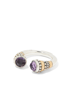 Tiger Ring, 18k Yellow Gold & Sterling Silver with Amethyst